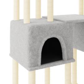 Ansamblu pisici, stâlpi din funie sisal, gri deschis, 199 cm, 6 image