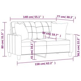 Canapea cu 2 locuri cu pernuțe, gri, 140 cm, piele ecologică, 8 image
