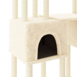 Ansamblu de pisici cu stâlpi din funie de sisal, crem, 199 cm, 6 image