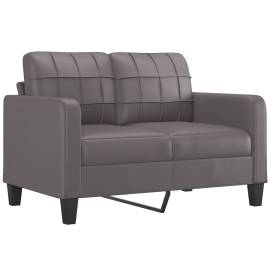 Canapea cu 2 locuri cu pernuțe, gri, 120 cm, piele ecologică, 4 image