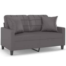 Canapea cu 2 locuri cu pernuțe, gri, 120 cm, piele ecologică, 2 image