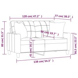 Canapea cu 2 locuri cu pernuțe, gri, 120 cm, piele ecologică, 8 image