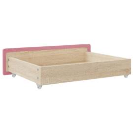Sertare de pat 2 buc, roz, lemn prelucrat și catifea, 6 image