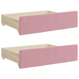 Sertare de pat 2 buc, roz, lemn prelucrat și catifea, 2 image