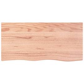 Blat masă maro deschis 100x50x2 cm, lemn masiv stejar tratat, 3 image