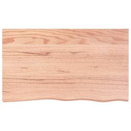 Blat masă maro deschis 100x60x2 cm, lemn masiv stejar tratat, 3 image