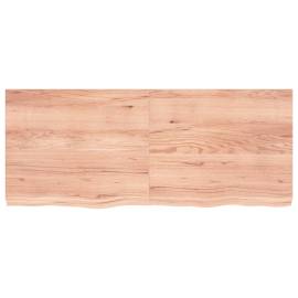 Blat masă maro deschis 120x50x6 cm, lemn masiv stejar tratat, 3 image