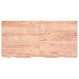 Blat masă maro deschis 120x60x6 cm, lemn masiv stejar tratat, 3 image