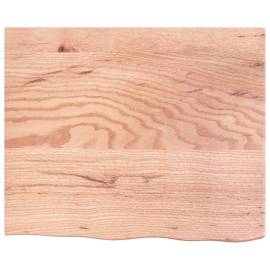 Blat de masă maro deschis 60x50x6 cm, lemn masiv stejar tratat, 3 image