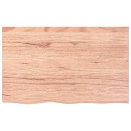Blat de masă maro deschis 80x50x2 cm, lemn masiv stejar tratat, 3 image