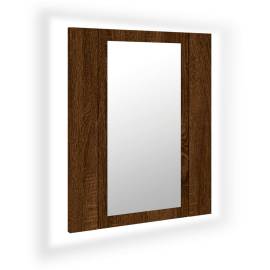 Dulap cu oglindă de baie led, stejar maro, 40x12x45 cm, lemn, 2 image