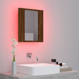 Dulap cu oglindă de baie led, stejar maro, 40x12x45 cm, lemn, 3 image