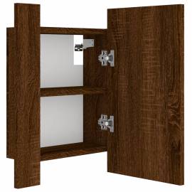 Dulap cu oglindă de baie led, stejar maro, 40x12x45 cm, lemn, 8 image