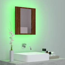 Dulap cu oglindă de baie led, stejar maro, 40x12x45 cm, lemn, 4 image