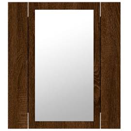 Dulap cu oglindă de baie led, stejar maro, 40x12x45 cm, lemn, 10 image