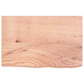 Blat de masă maro deschis 60x40x6 cm, lemn masiv stejar tratat, 3 image