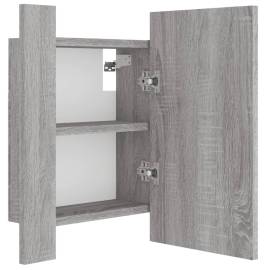 Dulap cu oglindă cu led de baie, gri sonoma, 40x12x45 cm, lemn, 8 image