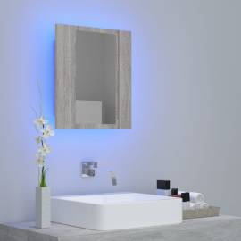 Dulap cu oglindă cu led de baie, gri sonoma, 40x12x45 cm, lemn, 5 image