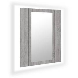 Dulap cu oglindă cu led de baie, gri sonoma, 40x12x45 cm, lemn, 2 image