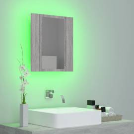 Dulap cu oglindă cu led de baie, gri sonoma, 40x12x45 cm, lemn, 4 image