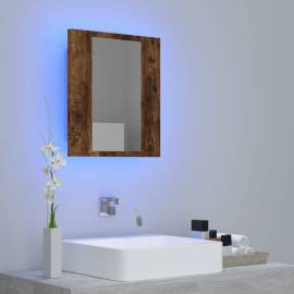 Dulap cu oglindă de baie led, stejar fumuriu, 40x12x45 cm, lemn, 5 image