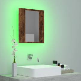 Dulap cu oglindă de baie led, stejar fumuriu, 40x12x45 cm, lemn, 4 image