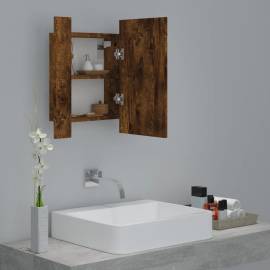Dulap cu oglindă de baie led, stejar fumuriu, 40x12x45 cm, lemn, 6 image