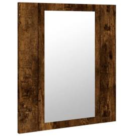 Dulap cu oglindă de baie led, stejar fumuriu, 40x12x45 cm, lemn, 9 image