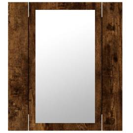 Dulap cu oglindă de baie led, stejar fumuriu, 40x12x45 cm, lemn, 10 image