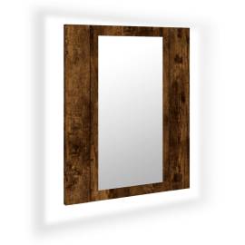Dulap cu oglindă de baie led, stejar fumuriu, 40x12x45 cm, lemn, 2 image