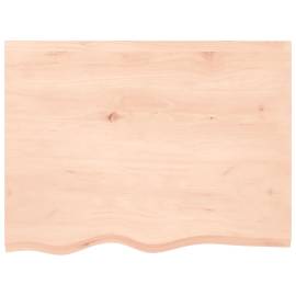 Blat de masă, 80x60x2 cm, lemn masiv de stejar netratat, 3 image