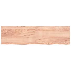 Blat de masă maro deschis 220x60x4 cm, lemn masiv stejar tratat, 3 image