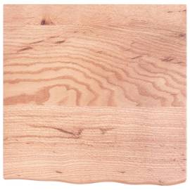 Blat de masă maro deschis 60x60x4 cm, lemn masiv stejar tratat, 3 image