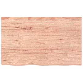 Blat de masă maro deschis 80x50x6 cm, lemn masiv stejar tratat, 3 image