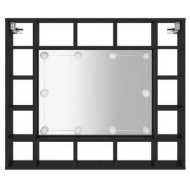 Dulap cu oglindă cu led, negru, 91x15x76,5 cm, 7 image