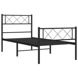 Cadru pat metalic cu tăblii de cap/picioare, negru, 80x200 cm, 5 image