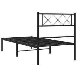 Cadru de pat metalic cu tăblie, negru, 80x200 cm, 7 image