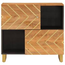 Dulap lateral, maro și negru, 80x33,5x75 cm lemn masiv de mango, 4 image