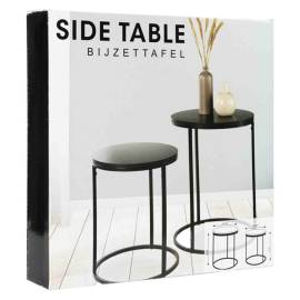 H&s collection set de masă laterală, 2 piese, cu blat de lemn, negru, 3 image