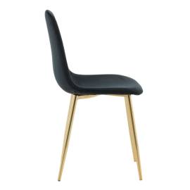 Venture home scaune de sufragerie polar, 2 buc., negru/alamă, catifea, 10 image