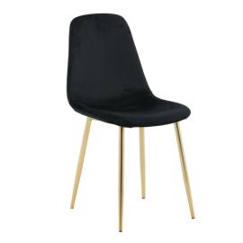 Venture home scaune de sufragerie polar, 2 buc., negru/alamă, catifea, 11 image