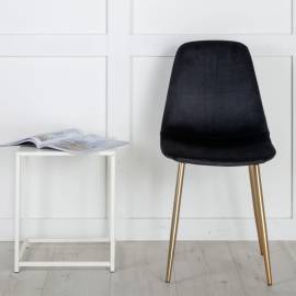 Venture home scaune de sufragerie polar, 2 buc., negru/alamă, catifea, 3 image
