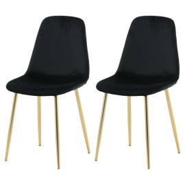 Venture home scaune de sufragerie polar, 2 buc., negru/alamă, catifea, 2 image