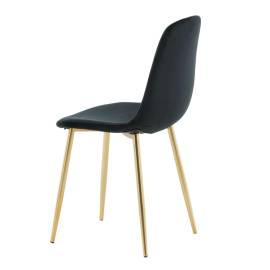 Venture home scaune de sufragerie polar, 2 buc., negru/alamă, catifea, 7 image