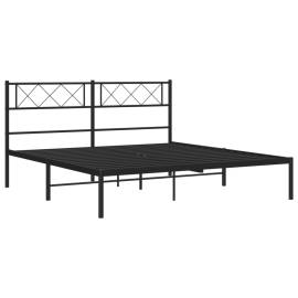 Cadru de pat metalic cu tăblie, negru, 120x200 cm, 5 image