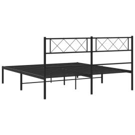 Cadru de pat metalic cu tăblie, negru, 120x200 cm, 7 image