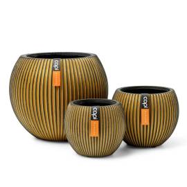 Capi set de vaze în formă de bol, 3 piese, "groove", auriu, 2 image