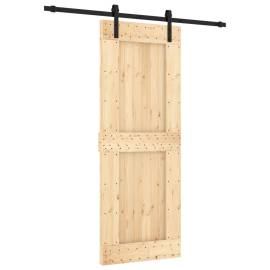Ușă glisantă cu set de feronerie 80x210 cm, lemn masiv de pin, 2 image