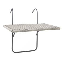 Hi masă de balcon pliabilă cu blat aspect răchită, gri, 60x40 cm, 2 image