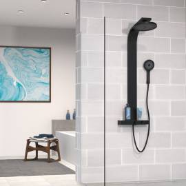 SchÜtte set de duș cu tavă termostatică samoa rain, negru mat, 3 image